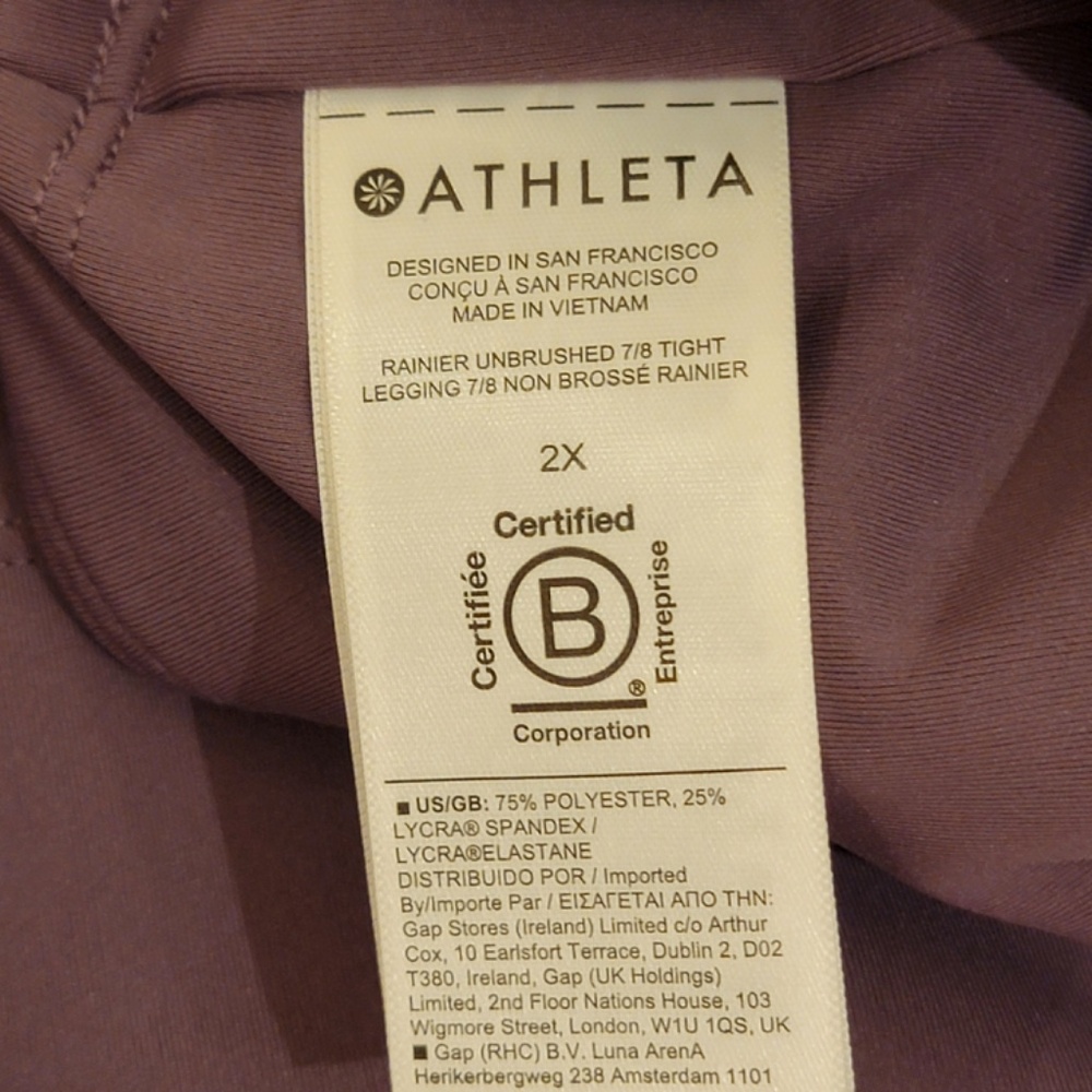 Athleta Rainer Unbrushed 7/8 Tight Size 2X Violet SuperSonic Pocket #981847 - Picture 9 of 10